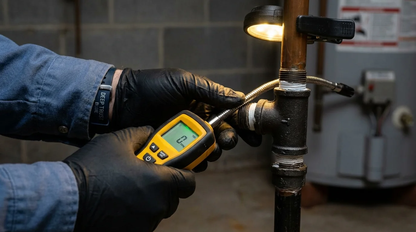 Gas leak detection with electronic sniffer by Johns Plumbing LLC in South Jordan