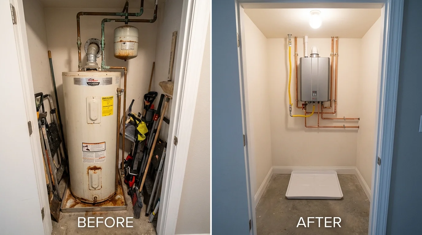 Tank water heater versus wall-mounted tankless unit comparison for South Jordan, UT homeowners