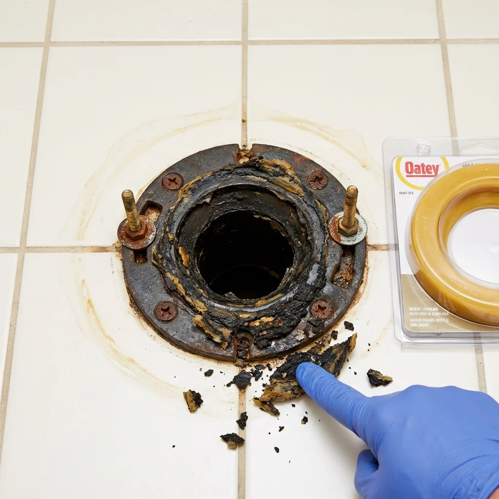 Failed wax ring showing water seepage at the base of a toilet in a South Jordan, UT home